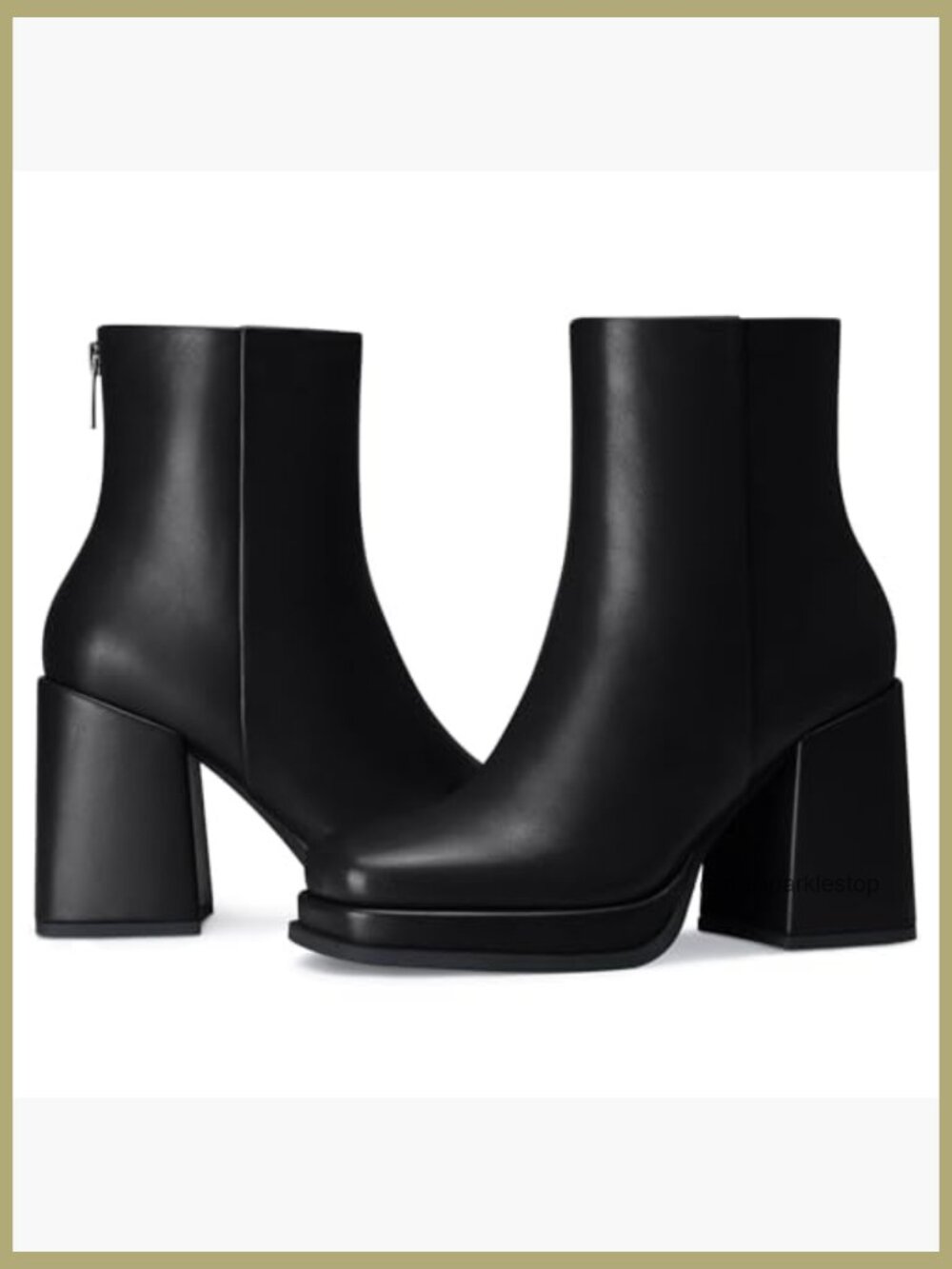 Women Chunky Block Heel Ankle Boots Platform PU Leather Square Toe Fall Winter - Picture 4 of 7